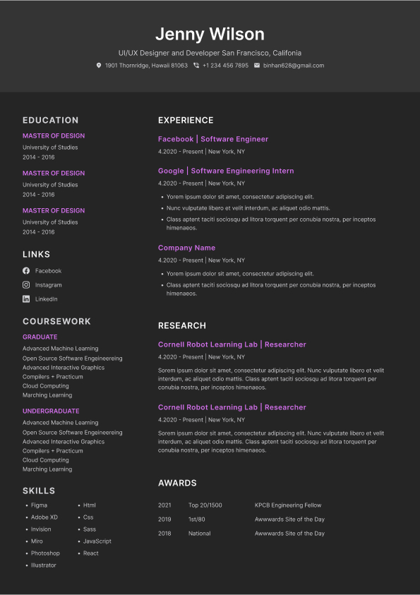 Resume Template Vector